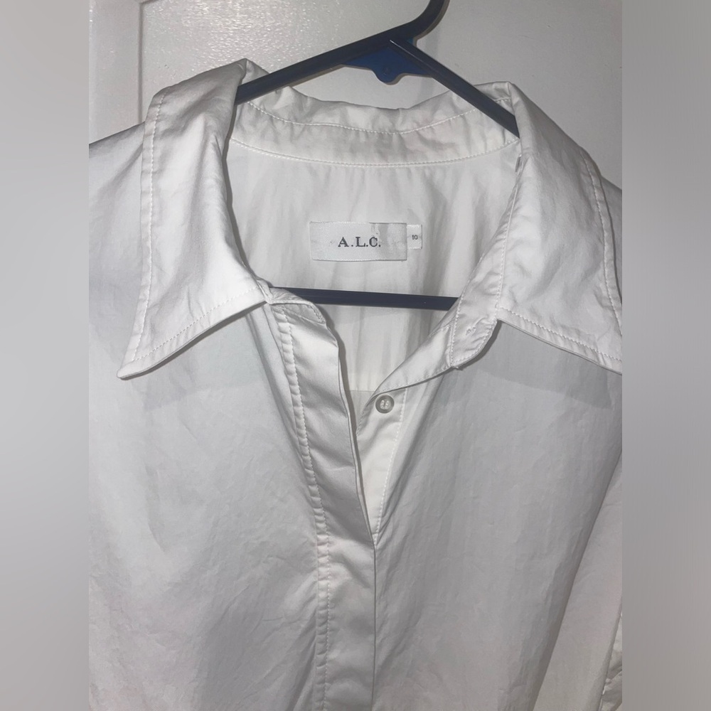 New! A.L.C. Jacey Cotton Poplin Belted Asymmetric Shirt Dress 🤍 size 10 - Picture 11 of 12